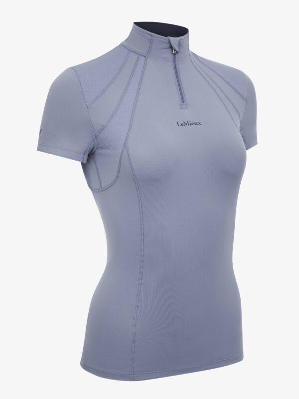 LEMIEUX MIA MESH KORTÆRMET BLUSE - JAY BLUE - 44