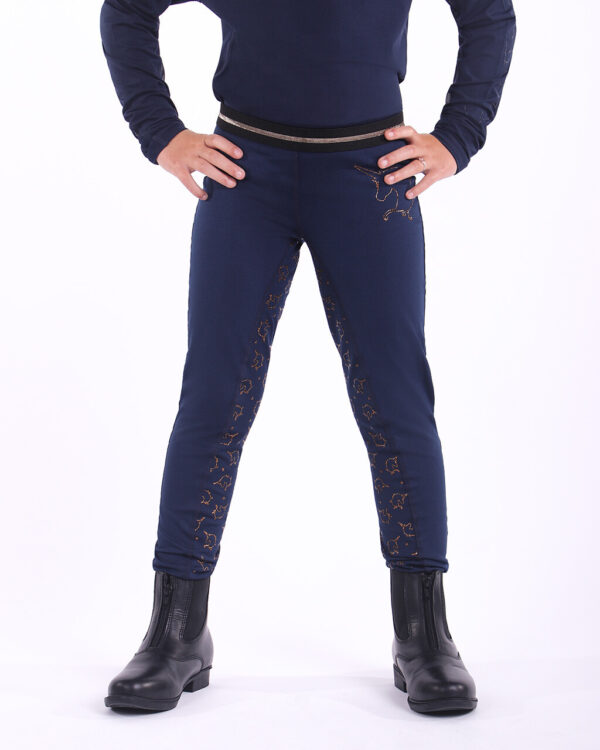 QHP Rosa Tights med grip Mørk blå 98