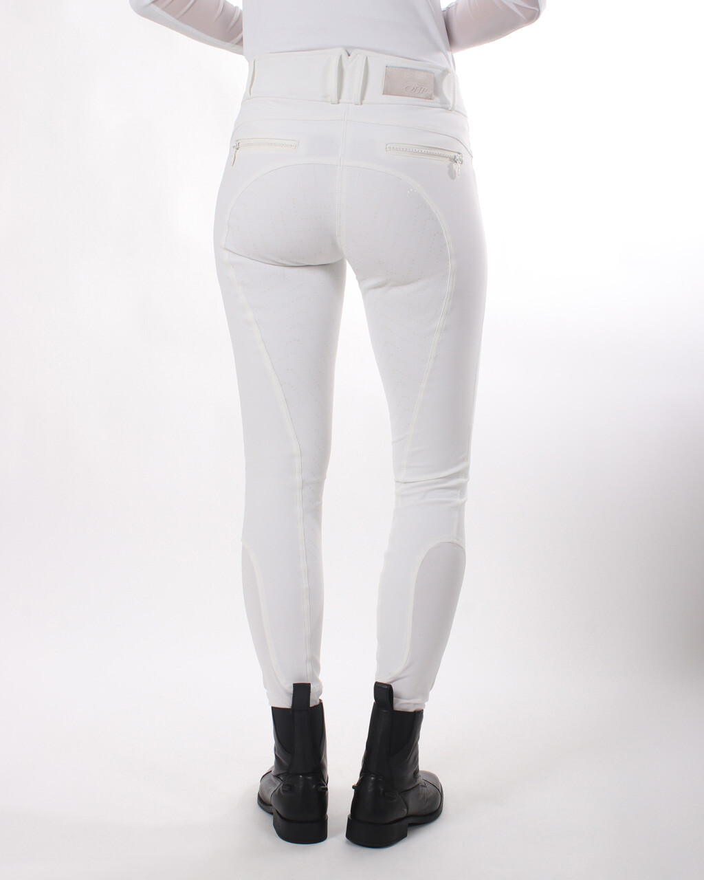 QHP Ninthe ridebukser med full grip - hvid - 36